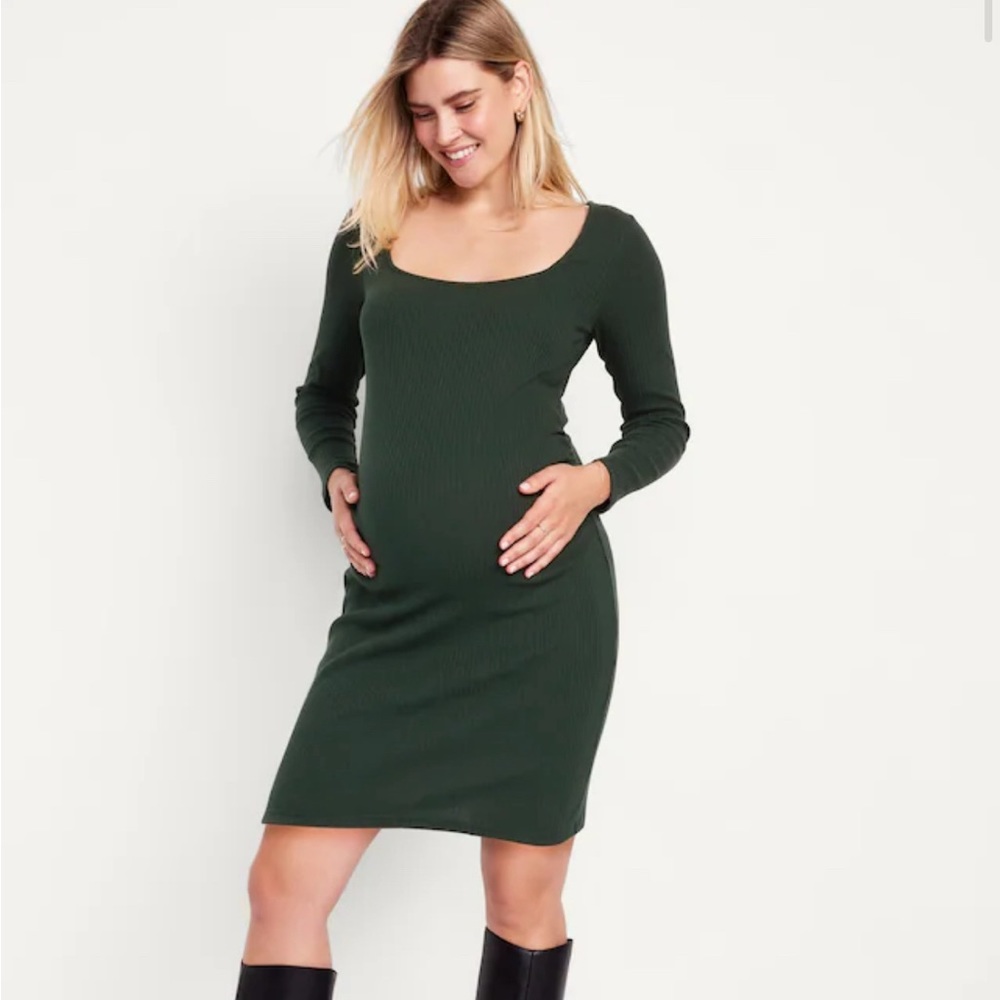 MATERNITY Hunter green midi dress